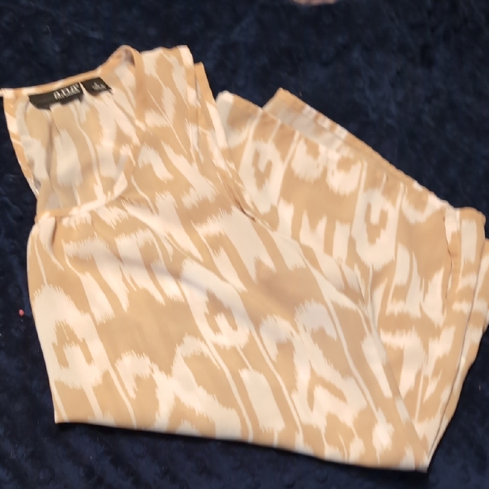a.n.a Beige and White Patterned Tank Top